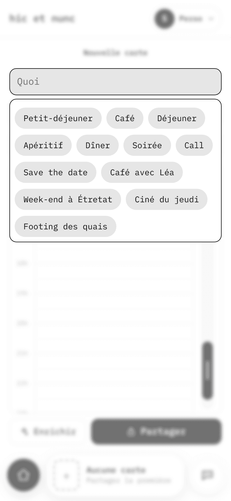 Nouvelle carte : les titres déjà utilisés, dont « Café avec Léa »